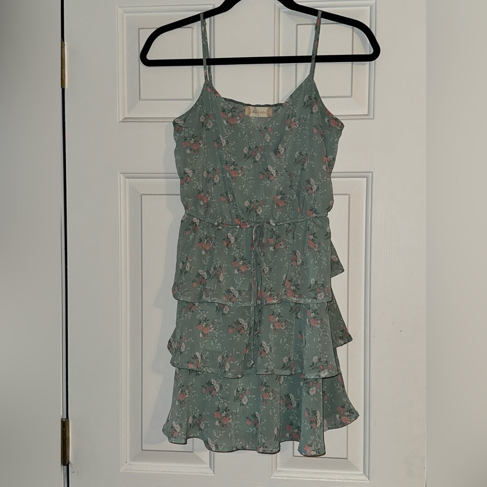Altar'd State Sage Floral Tiered Dress